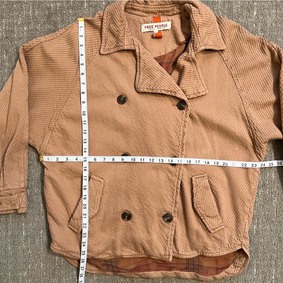 Free People Cotton Cord Double Breasted Jacket Size Medium Tan / Camel - Picture 5 of 7